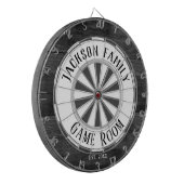 Familienaam Spel Kamer Wit faux hout Dartbord (Voorkant Links)