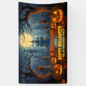 Familienaam Spooky Happy Halloween Party Spandoek (Verticaal)