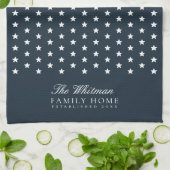 Familienaam sterren blauw theedoek (Gevouwen)