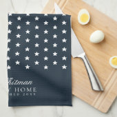 Familienaam sterren blauw theedoek (Quarter Fold)