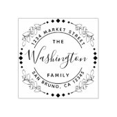 familienaam | Stijlvol bloemen rond retouradres Rubberstempel (Afrduk)