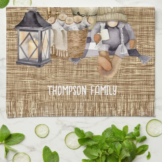 Familienaam Stijlvolle moderne boerlap Waterverf S Theedoek (Gevouwen)