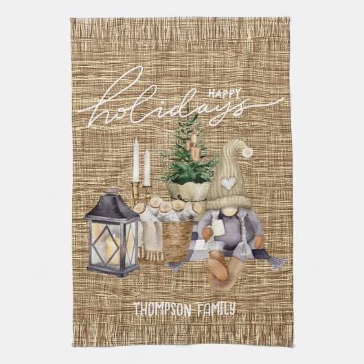 Familienaam Stijlvolle moderne boerlap Waterverf S Theedoek (Verticaal)