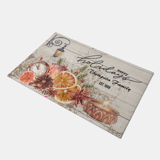 Familienaam Stijlvolle Moderne rustieke houten Ker Deurmat (Schuin)