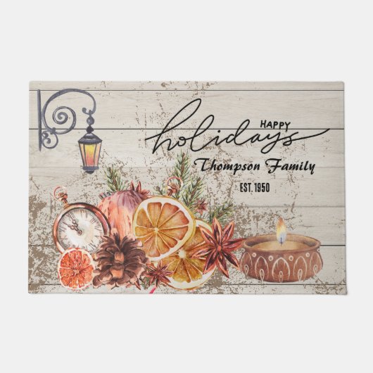 Familienaam Stijlvolle Moderne rustieke houten Ker Deurmat (Voorkant)