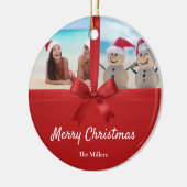Familienaam Strand Foto Kerst Ornament (Links)