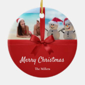 Familienaam Strand Foto Kerst Ornament (Achterkant)