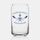 Familienaam Strand Huis Nautisch Anker Oars Marine Blikvorm Glas (Voorkant)