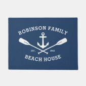 Familienaam Strand Huis Nautisch Anker Oars Marine Deurmat (Voorkant)