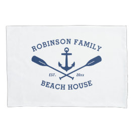 Familienaam Strand Huis Nautisch Schip Anker Rieme Kussensloop