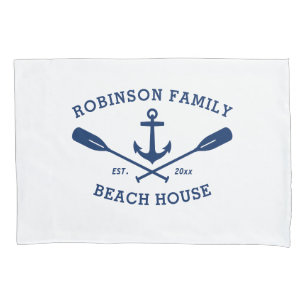 Familienaam Strand Huis Nautisch Schip Anker Rieme Kussensloop