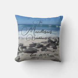 Familienaam Strand Ocean Waves Kussen