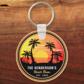Familienaam Strandhuis Retro Sunset Souvenir 80s Sleutelhanger (Achterkant)