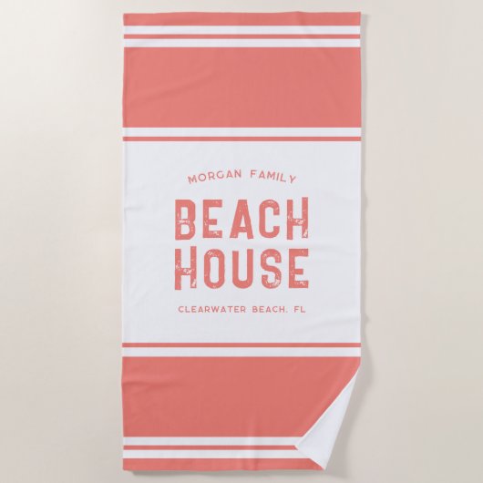 Familienaam Summer Vacation Beach House Strandlaken (Voorkant)