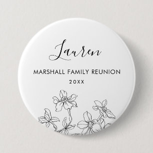 Familienaam Tag, Floral Ronde Button 7,6 Cm