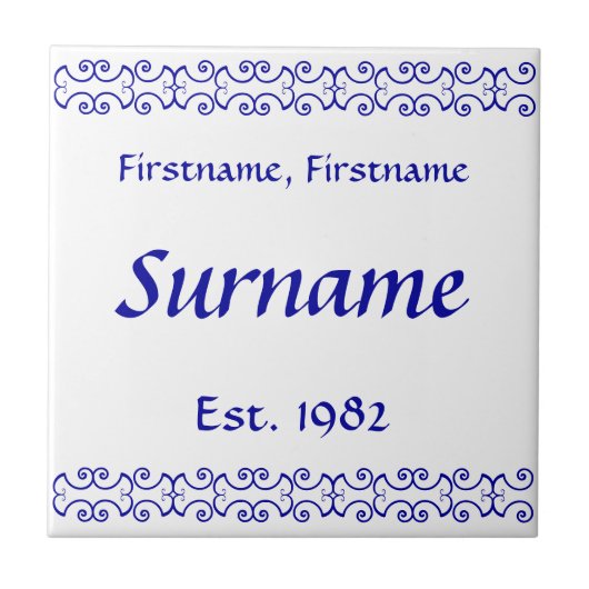 Familienaam Tegel - Victoriaans Tegeltje (Voorkant)