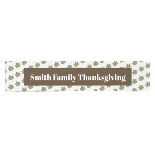 Familienaam Thanksgiving Herfst Maple Leaf Pattern Korte Tafelloper (Horizontaal)
