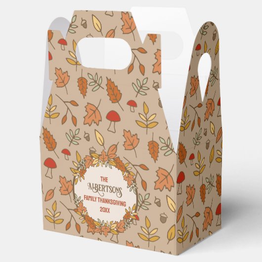 Familienaam Thanksgiving Herfstbladeren Bedankdoosjes (Geopend)