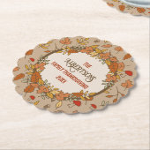Familienaam Thanksgiving Herfstbladeren Kartonnen Onderzetters (Gekanteld)