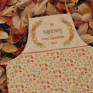 Familienaam Thanksgiving Herfstbladeren Schort
