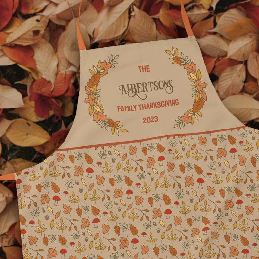 Familienaam Thanksgiving Herfstbladeren Schort
