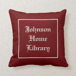 Familienaam thuisbibliotheek donkerrood  kussen