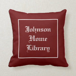 Familienaam thuisbibliotheek donkerrood  kussen