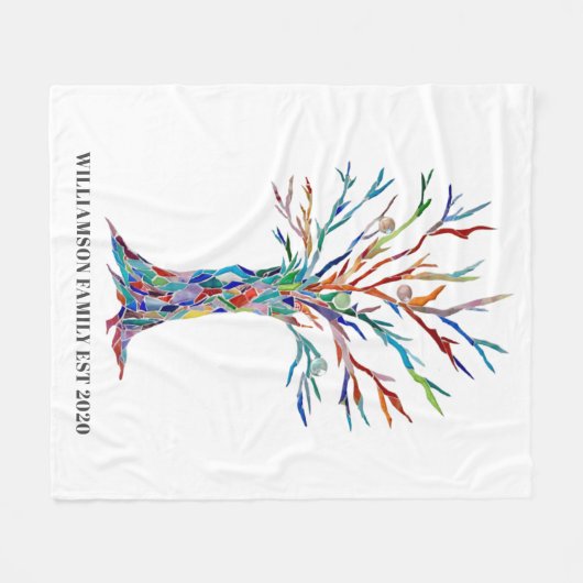 Familienaam Tree Fleece Deken (Voorkant (Horizontaal))