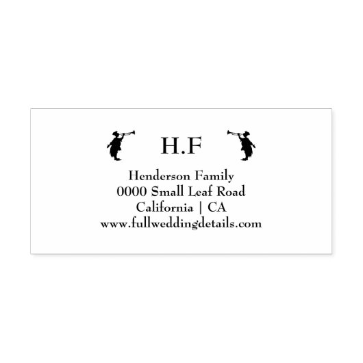 Familienaam trompet trompettist silhouet bruiloft zelfinktende stempel (Design)
