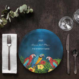 Familienaam Tropische feestblauwe stiften Papieren Bordje