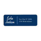 Familienaam Typografie Navy Blue Return Adres Etiket (Voorkant)