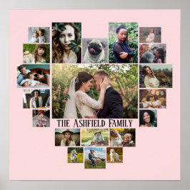 Familienaam van de Foto Collage in Hart 20 Pics Ro Poster