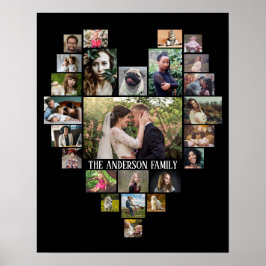 Familienaam van de Foto Collage in Hart 25 Pics Bl Poster