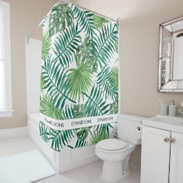 Familienaam van de moderne tropische waterverf douchegordijn