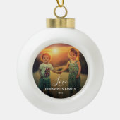 Familienaam van het Liefde-schrift Kerstmis Keramische Bal Ornament (Voorkant)