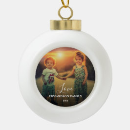 Familienaam van het Liefde-schrift Kerstmis Keramische Bal Ornament