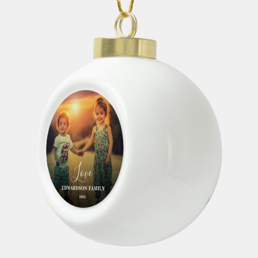 Familienaam van het Liefde-schrift Kerstmis Keramische Bal Ornament (Rechts)