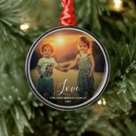 Familienaam van het Liefde-schrift Kerstmis Metalen Ornament