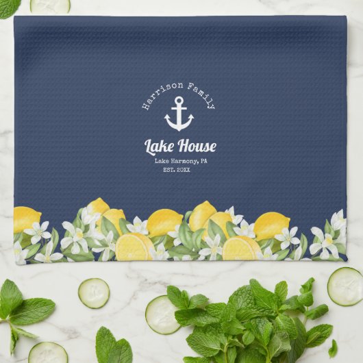 Familienaam van het moderne Lemon Lake House Theedoek (Gevouwen)