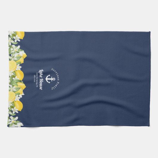 Familienaam van het moderne Lemon Lake House Theedoek (Horizontaal)