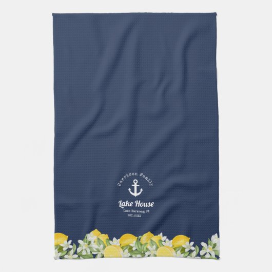 Familienaam van het moderne Lemon Lake House Theedoek (Verticaal)