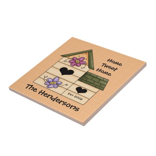 Familienaam van het vogelhuis tegeltje (Zijkant)