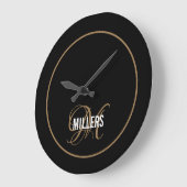 Familienaam van het zwarte goudmonogram  grote klok (Hoek)