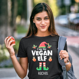 Familienaam Vegan elf overeenkomende kerstman T-shirt