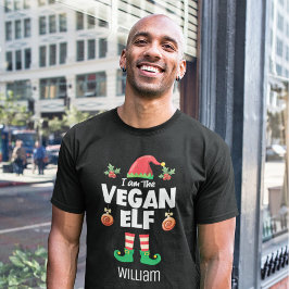 Familienaam Vegan elf overeenkomende kerstman T-shirt