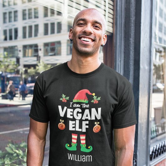Familienaam Vegan elf overeenkomende kerstman T-shirt