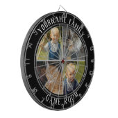 Familienaam Vier Foto Game Room Dartbord (Voorkant Links)