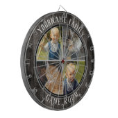 Familienaam Vier Foto Game Room Dartbord (Voorkant Links)