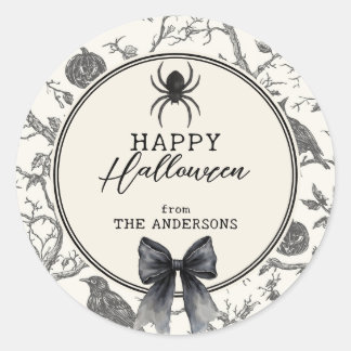 Familienaam Vintage Gotisch Halloween Ronde Sticker