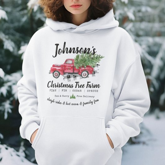 Familienaam Vintage Kerstboom Boerderij Truck Hoodie